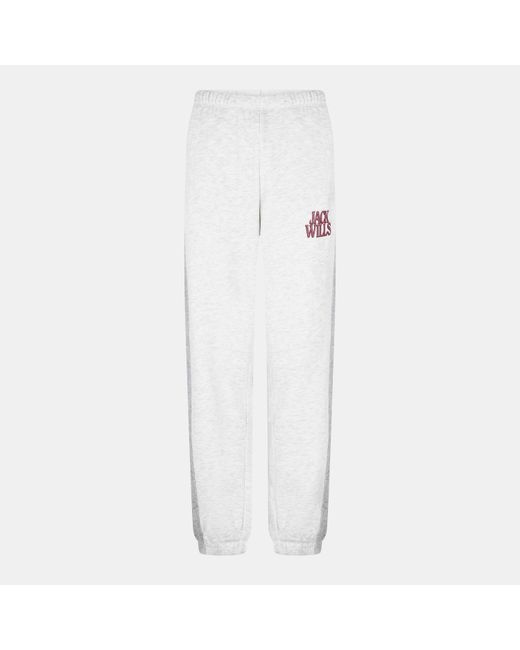 Jack Wills White Jw Contrast Logo Closed Hem Fleece Joggers