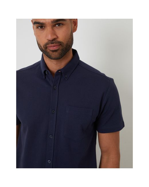 Threadbare Blue Majestic Short-Sleeve Plain Shirt for men