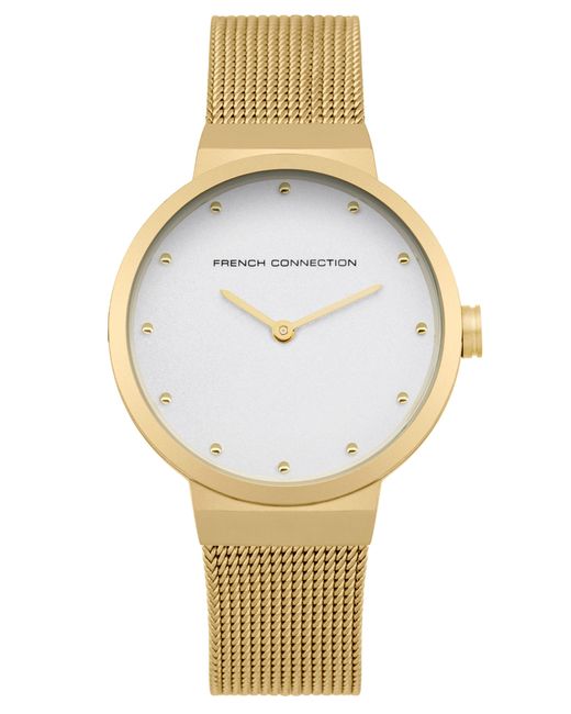 French Connection Metallic Gold Mesh Strap Watch