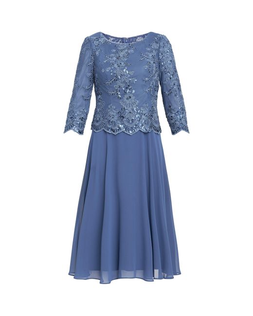 Gina Bacconi Blue Priscilla Embroidered Midi Dress