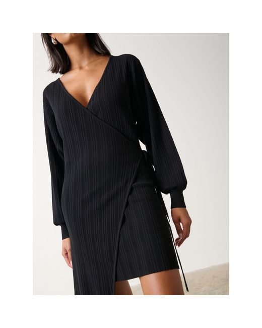 Pretty Lavish Black Plisse Mini Dress