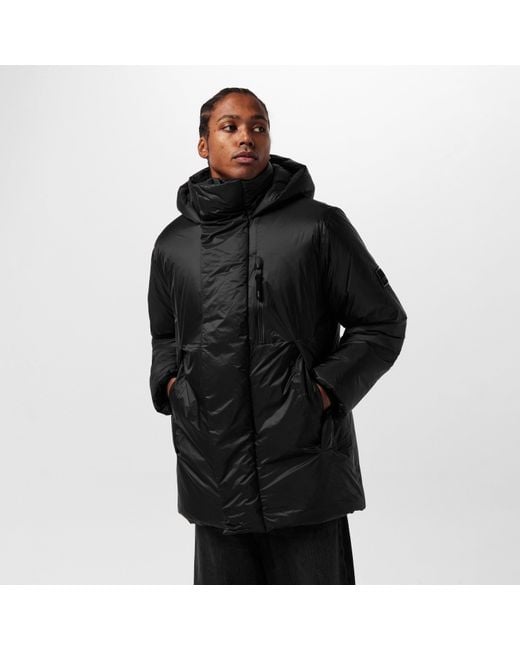 Rains Black Torna Long Waterproof Windproof Hooded Medium Puffer Jacket for men
