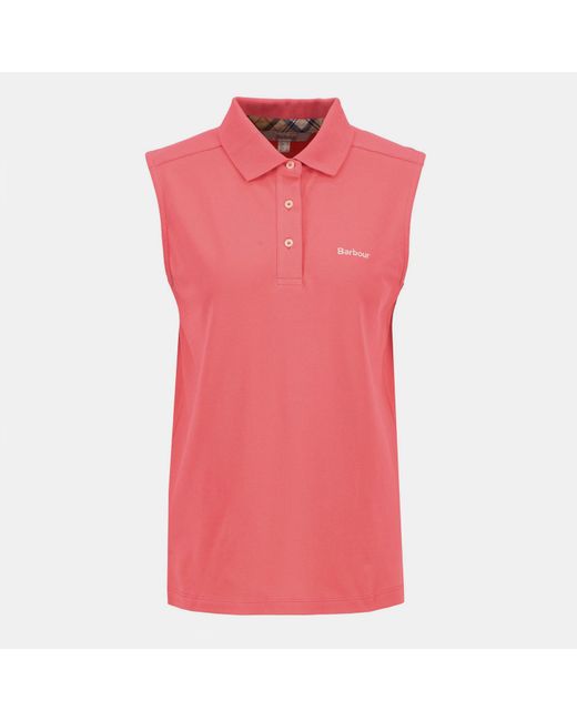 Barbour Pink Bowford Sleeveless Polo Shirt