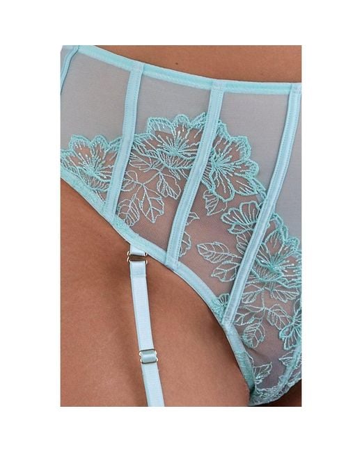 Playful Promises Blue Valerie Embroidery & Mesh High Waist Suspende