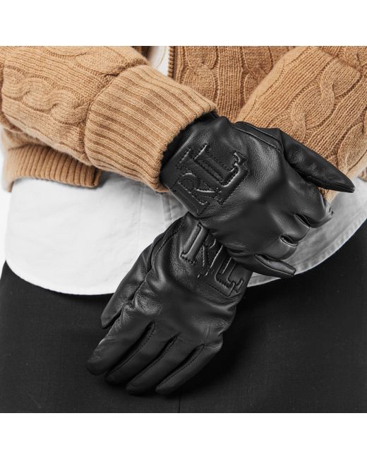Ralph Lauren Black Logo-Embossed Gloves