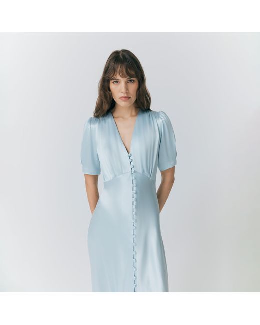 Ghost Blue Madison Satin Tea Dress