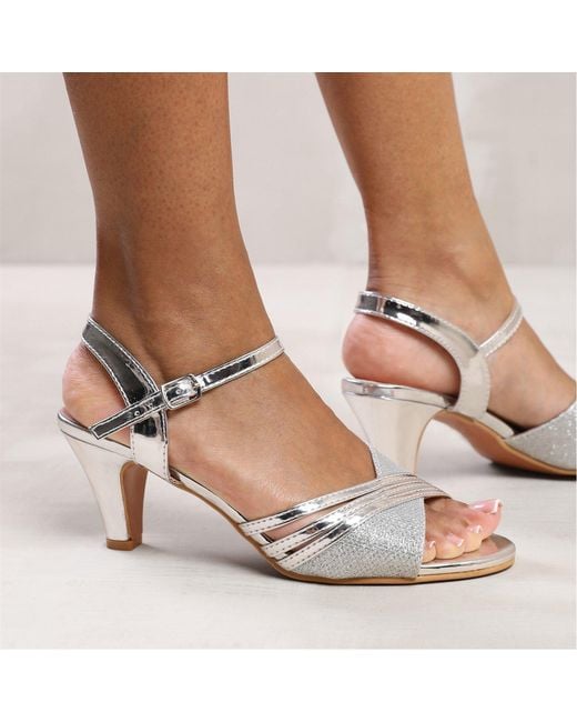 Where's That From Metallic Stormi Wide Fit Low Heel Sandals With Buckle Ankle