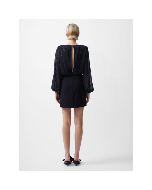 French Connection Black Effy Sequin Shift Dress