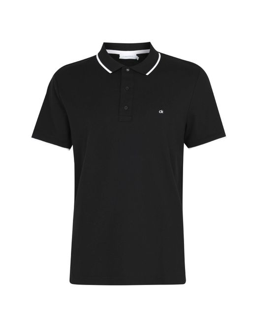 Calvin Klein Black Refined Pique Logo Polo Shirt for men