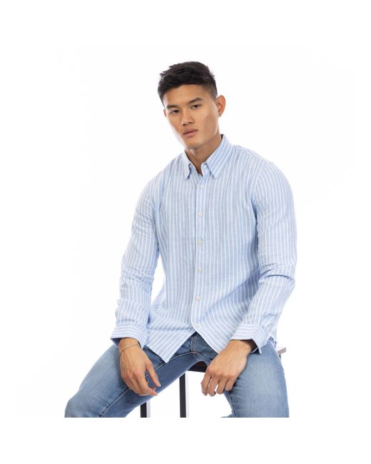 Peter Werth Blue Pappworth Long Sleeve Plain Shirt for men