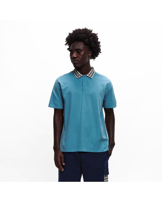 Aquascutum Blue Short Sleeve Polo Shirt for men