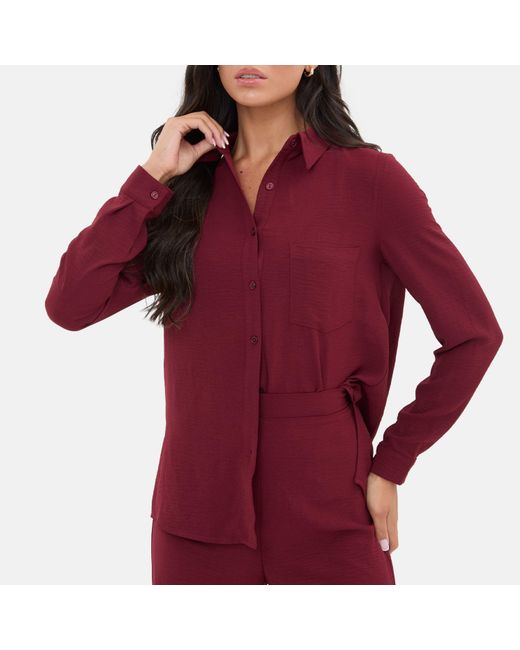 I Saw It First Red Soft Crepe Long Sleeved Shirt