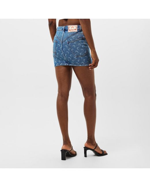 MARINE SERRE Blue Denim Structured Mini Skirt