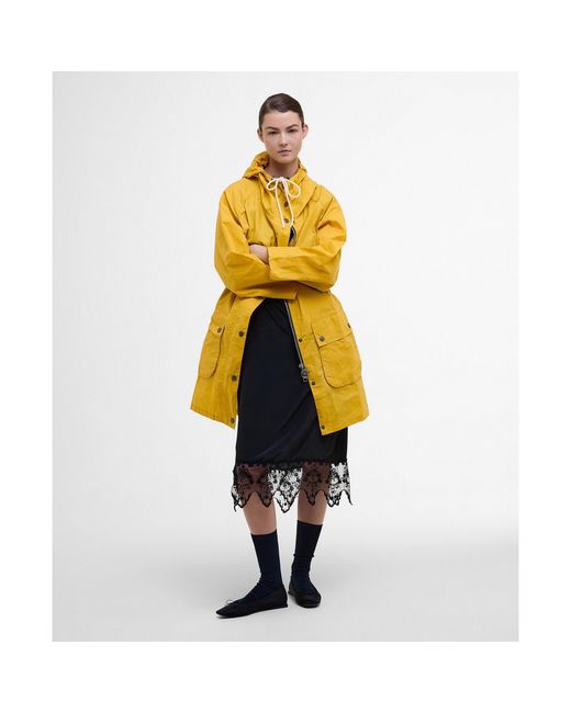 Barbour Yellow Pattie Waterproof Hooded Long Sleeve Rain Anorak