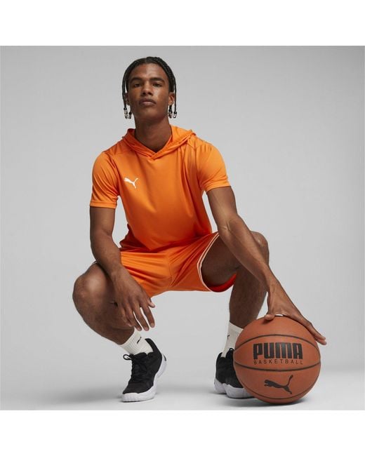 PUMA Orange Hoops Team Short Sleeve Performance T-Shirt for men