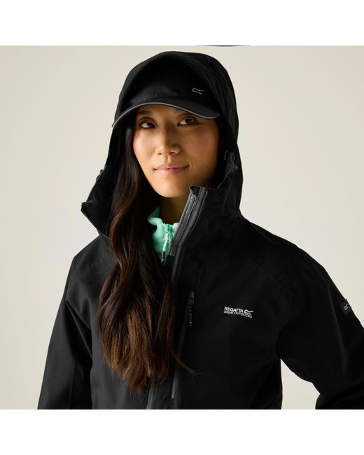 Regatta Black Birchdale Ii Waterproof Hooded Long Sleeve Jacket