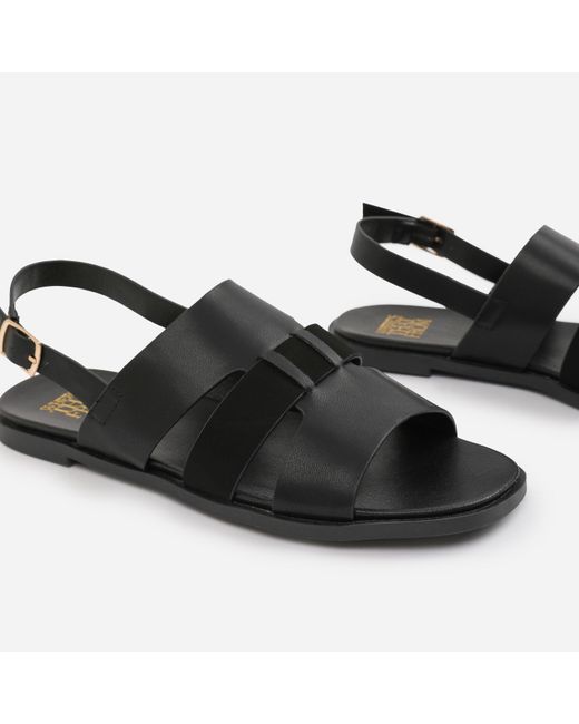 Where's That From Black Pu Uma Flat Sandals