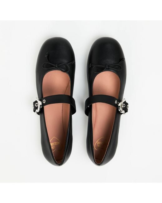 Love Moschino Black Buckle Ballet Pumps