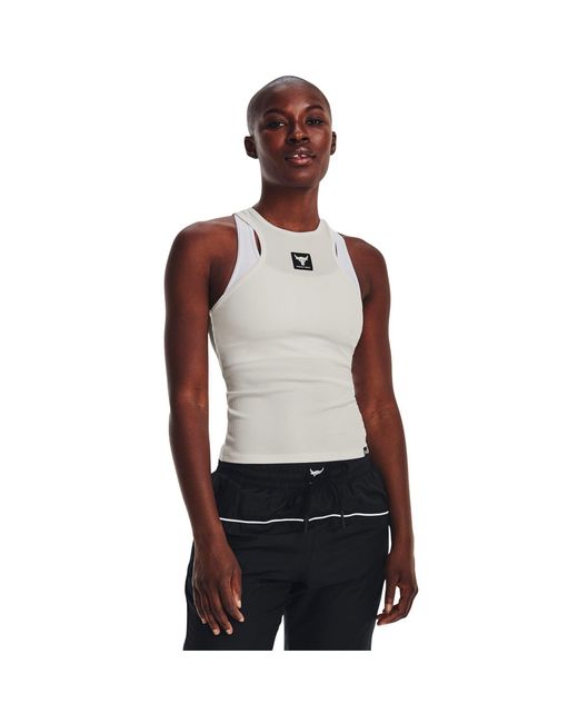 Under Armour White Project Rock Rib Tank