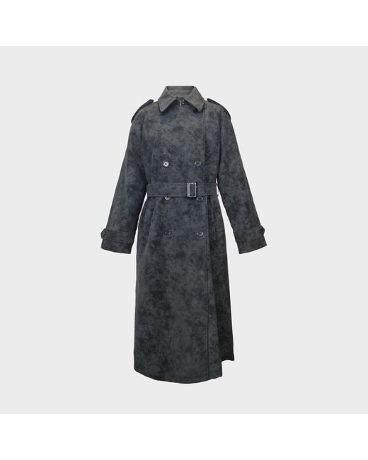 Biba Black Suede Long Sleeve Calf Length Faux Leather Jacket