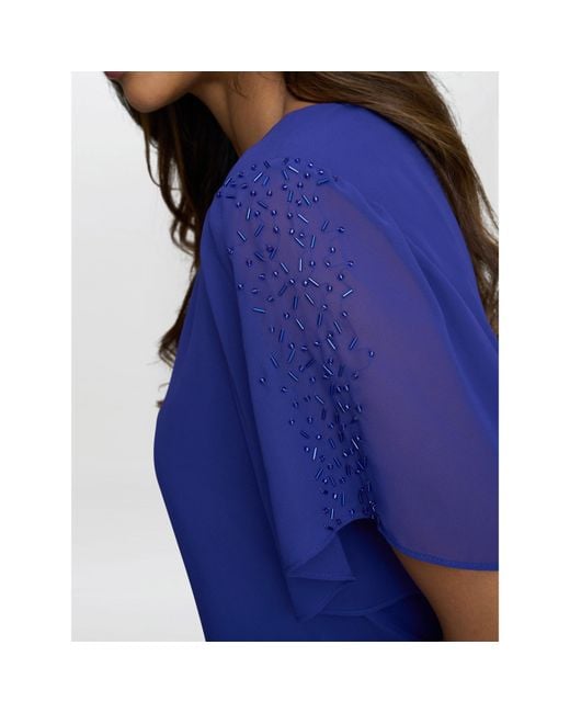 Gina Bacconi Blue Cherry Tiered Chiffon Dress