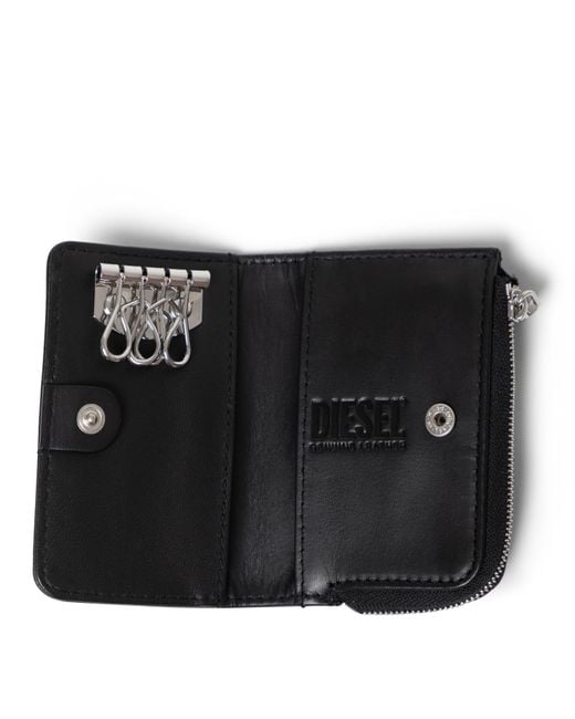 DIESEL Black L-Zip Keyring for men