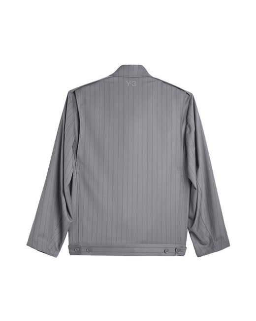 Y-3 Gray Full Zip Stripe Harrington Jacket for men