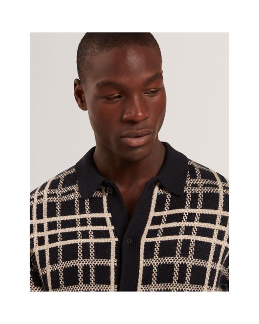 Ted Baker Black Long Sleeve Polo Shirt for men