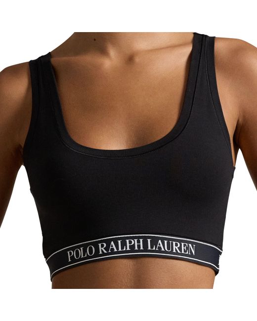 Polo Ralph Lauren Black Cotton Non-Wired Scoop Bralette