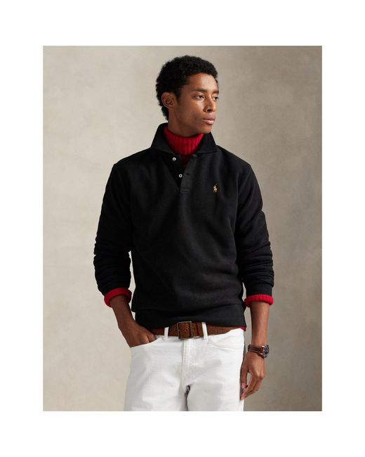 Polo Ralph Lauren Black Quarter Zip Fleece Pullover for men