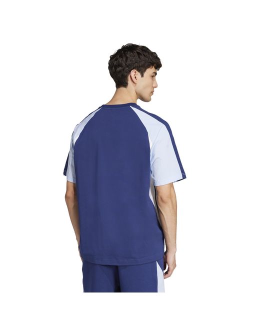 Adidas Blue Seasonal Essentials Colorblock T-Shirt for men