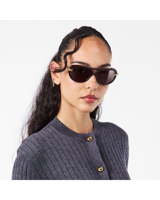 Bottega Veneta Gray Bv1418S Aviator Sunglasses
