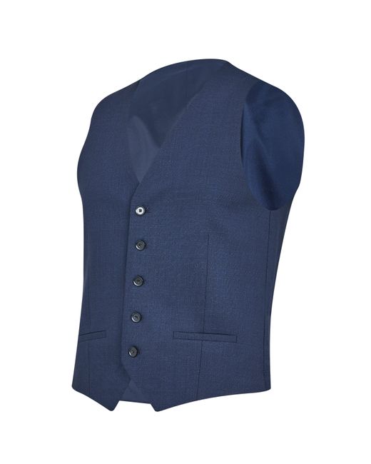 Richard James Blue Wilder Tailored Fit Wool Waistcoat for men