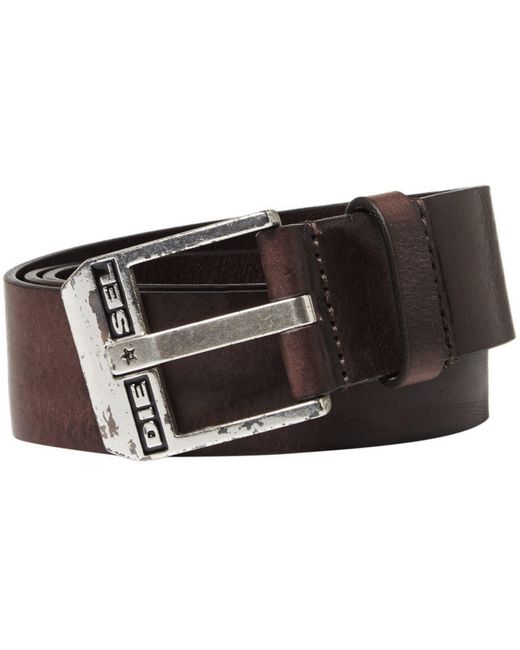 DIESEL Brown Bluestar Leather Belt for men