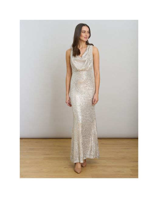 Gina Bacconi Gray Terri Sequin Maxi Dress