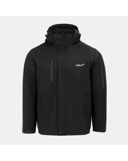 Gelert Black Fleece Lined Windproof Detachable Hood Parka for men