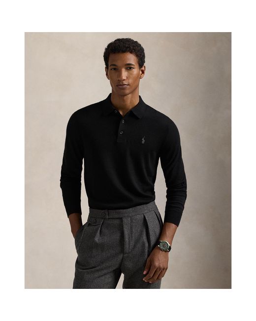 Polo Ralph Lauren Black Merino Crew Neck Jumper for men