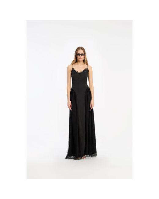 ROTATE BIRGER CHRISTENSEN Black Lacana Long Maxi Dress