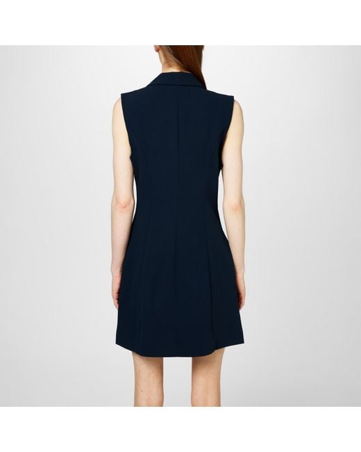 GOOD AMERICAN Blue Luxe Suiting Mini Tailored Blazer Dress