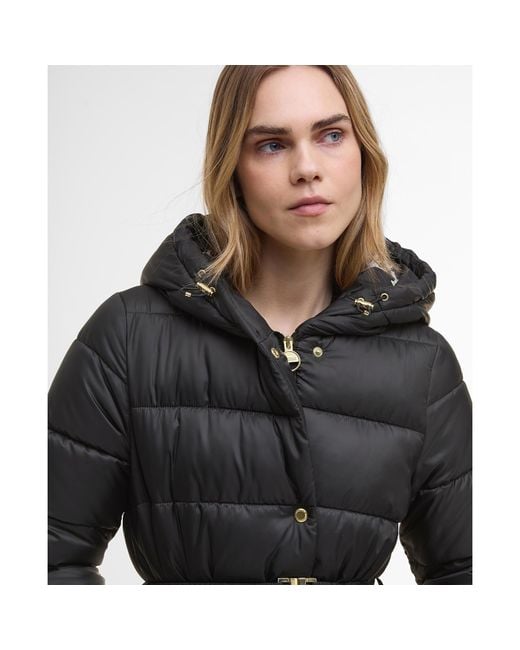 Barbour Black Track Line Detachable Hood Long Sleeve Short Puffer Jacket