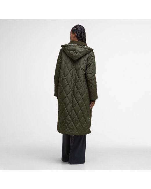 Barbour Green Meredith Hooded Long Sleeve Quilted Jacket