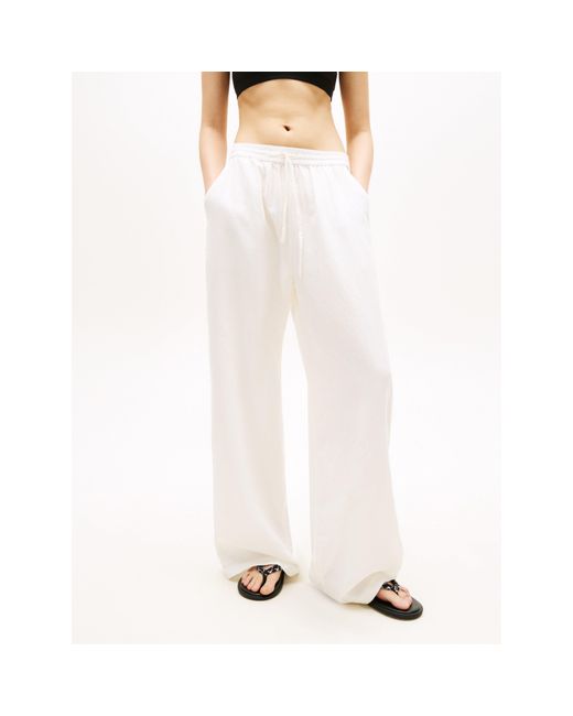 Tommy Hilfiger White Straight Leg Trousers
