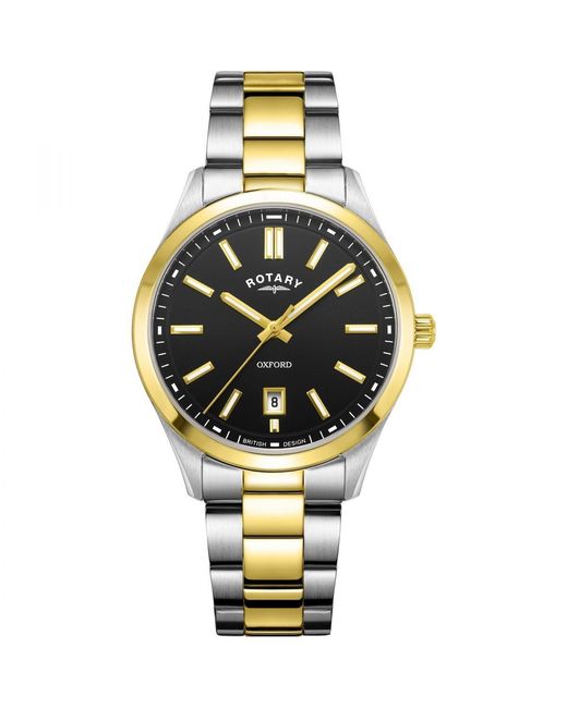 Rotary Metallic Oxford Sapphire Glass Date Watch for men