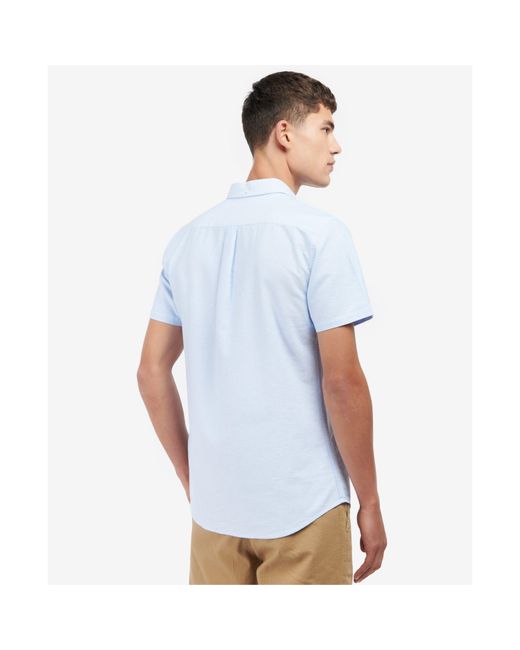 Barbour Blue Oxford Short Sleeve Tailored Shirt for men