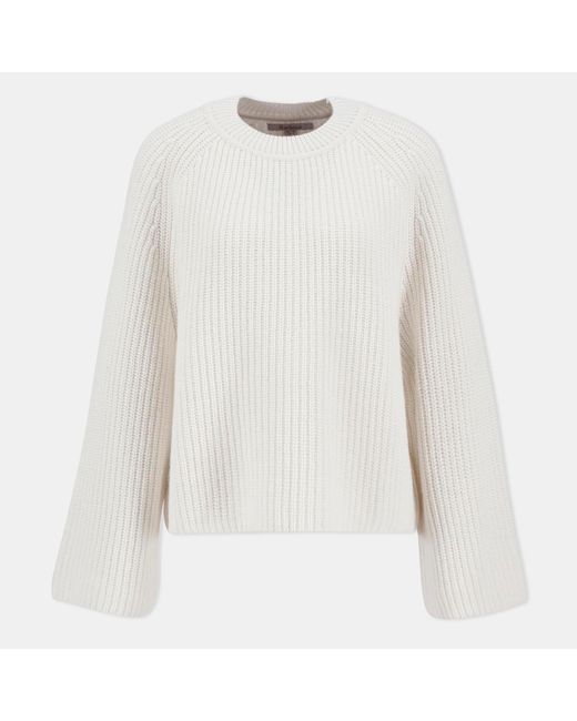 Barbour White Vera Crew Neck Jumper