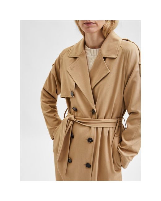 SELECTED Metallic Bern Water Resistant Cotton Long Sleeve Trench Coat