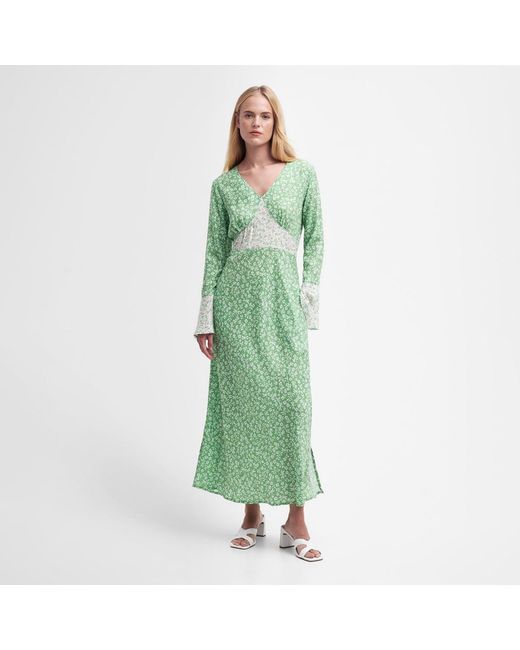 Barbour Green Sandgate Floral Maxi Dress
