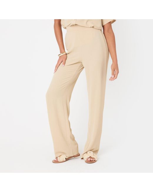 I Saw It First Natural Soft Crepe Wide Leg Trousers