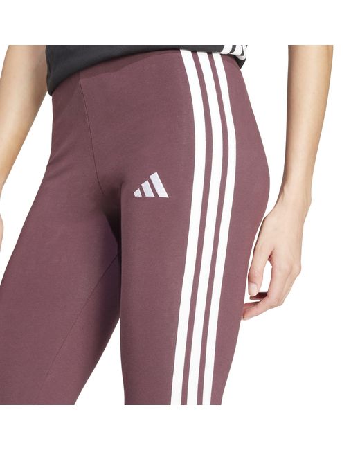 Adidas Purple Essentials 3 Stripe Leggings
