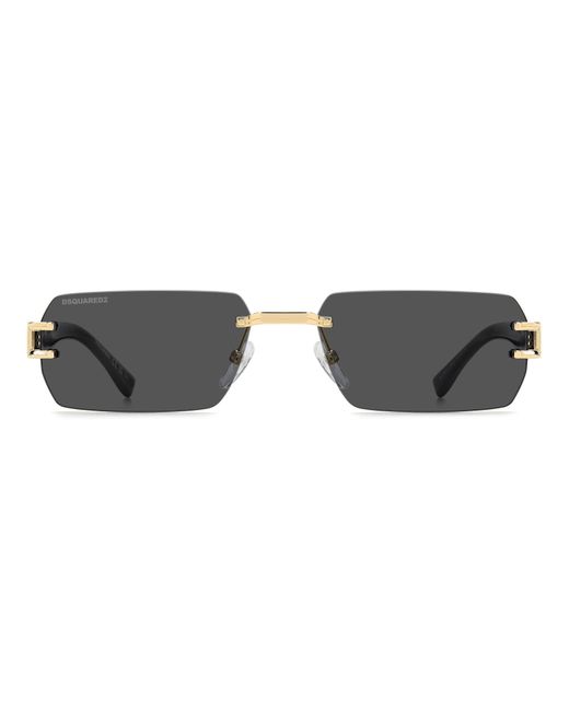 DSquared² Black Rimless Sun Rectangle Sunglasses for men